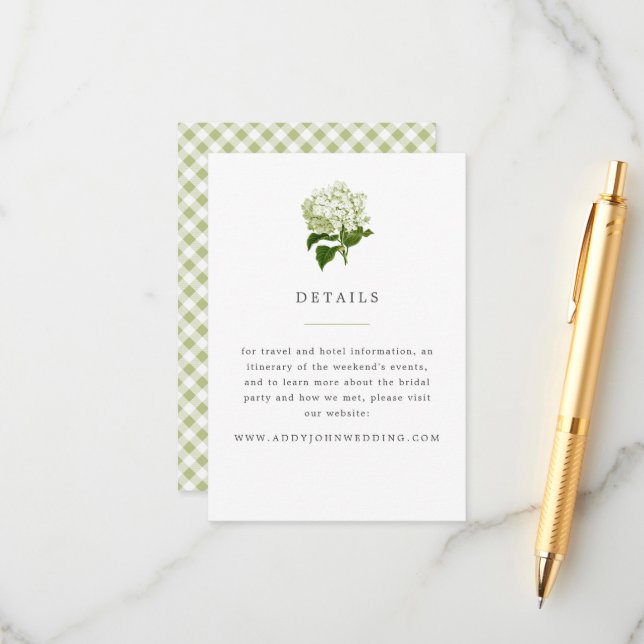 Information om grönt och vit och Hydrangea Tilläggskort (Fram/Back In Situ)