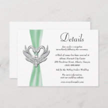 Information om grönt Ribbon Silver Svanar Bröllop