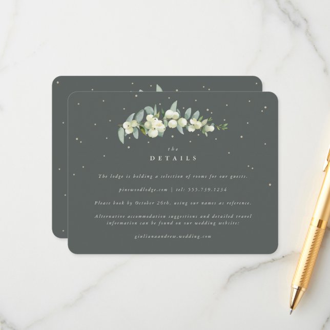 Information om grönt Snowberry+Eucalyptus Stem Brö Tilläggskort (Fram/Back In Situ)