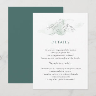 Information om grönt Watercolor Mountain Nature Br Tilläggskort