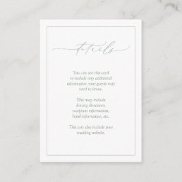Information om Grönten elegant Calligraphy Bröllop Tilläggskort
