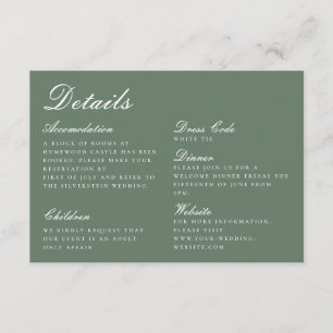 Information om Grönten elegant Calligraphy Bröllop Tilläggskort