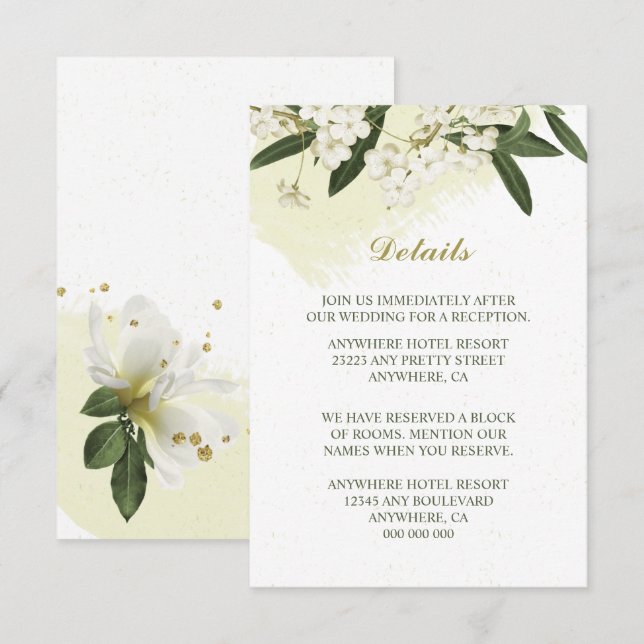 Information om grönten för vit- och guld-blommor,  tilläggskort (Fram/baksida)