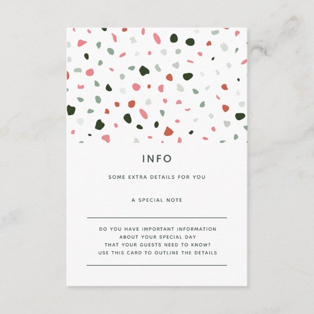 Information om Grönten Rosa Bröllop i Modern Minim Tilläggskort (Framsida)