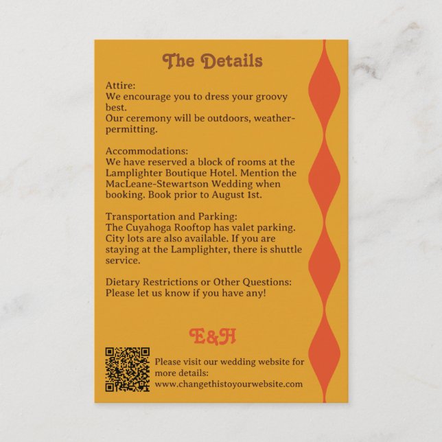 Information om Groovy Orange Brown Vågigt Gräns Br Tilläggskort (Framsida)