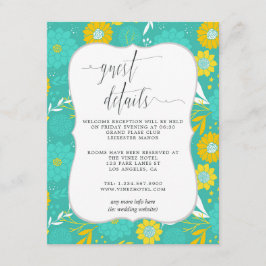 Information om Guest i gult och Teal Blommigt Bröl Tilläggskort