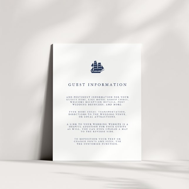 Information om Guest i Nautisk marin och vit Frakt Tilläggskort (Skapare uppladdad)
