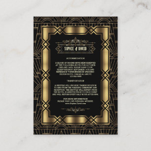 Information om Guld Black Art Deco Gatsby 1920-tal Tilläggskort