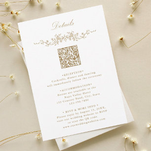 Information om Guld Elegant Blommigt Gräns QR-kode Tilläggskort
