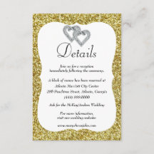 Information om guld Glitter Diamond Hearts Bröllop