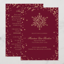 Information om guld och Burgundy Winter Snöflingor Inbjudningar