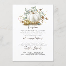 Information om guld och vit Pumpkin Bröllop Tilläggskort