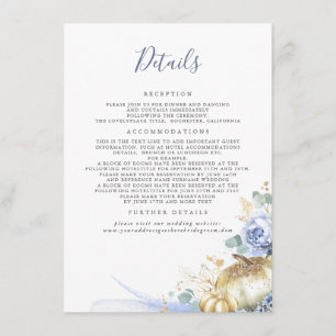 Information om guld Pumpkins Dusty Blue Blommigt B Tilläggskort