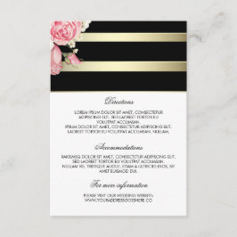 Information om guld Rand Blommigt Bröllop - Inform Tilläggskort