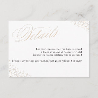 Information om Guld Speckle Calligraphy elegant Tilläggskort