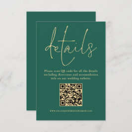 Information om guld Text QR Code Bröllop Emerald G Tilläggskort