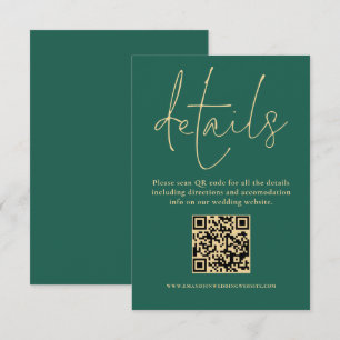 Information om guld Text QR Code Bröllop Emerald G Tilläggskort