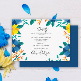 Information om gult Blue Blommigt Elegant bröllop Tilläggskort