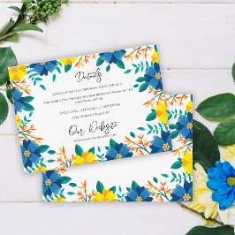 Information om gult Blue Blommigt Elegant bröllop Tilläggskort