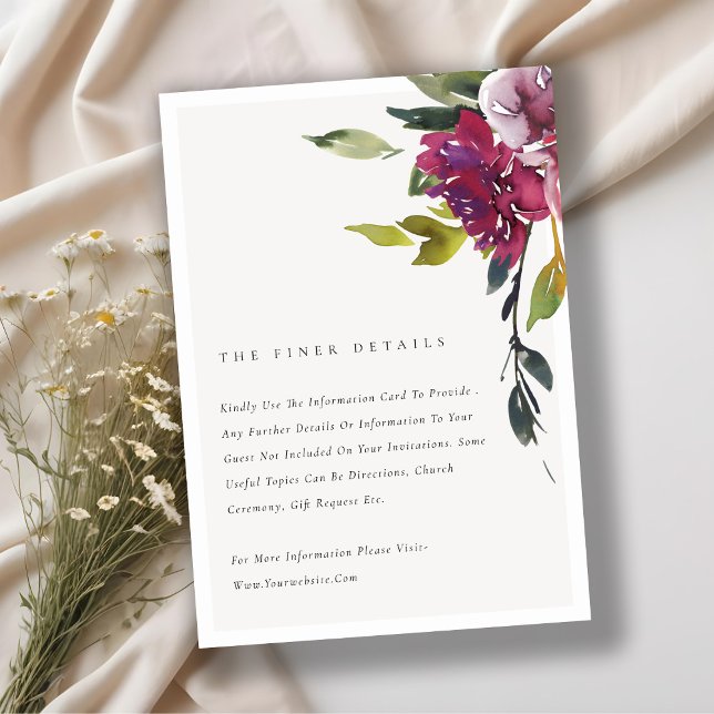 Information om gult  Burgundy Blommigt Bröllop Tilläggskort (Skapare uppladdad)