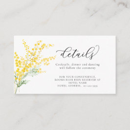 Information om gult Vår Mimosa Flowers Bröllop Tilläggskort