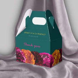 Information om gulten blommigt bröllop för grönt m presentaskar