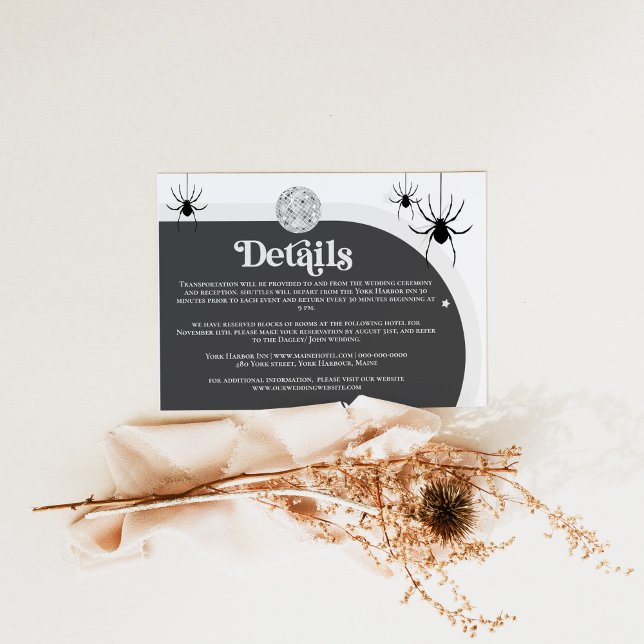 Information om Halloween Retro Disco Spiders Bröll Tilläggskort (Skapare uppladdad)