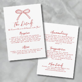 Information om hand plockade Red Whimsical Bröllop Tilläggskort