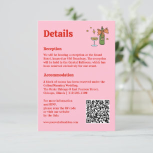 Information om hand plockade Retro Rosa QR-koden B Tilläggskort