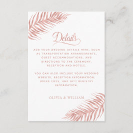 Information om handflatan Löv Ro Guld Vita Elegant Tilläggskort