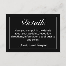 Information om Heart Modern Minimalist Black Bröll Tilläggskort