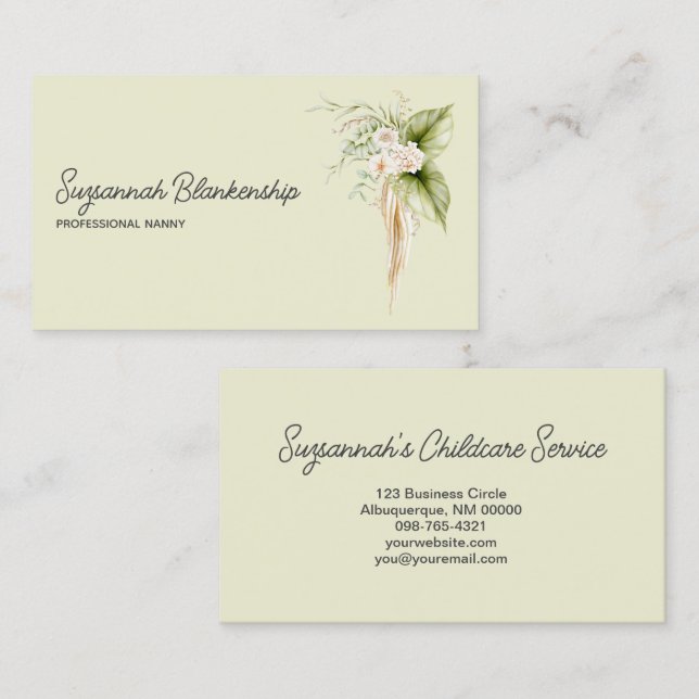 Information om Högerna Gräns i Blommigt elegant på Visitkort (Fram/baksida)