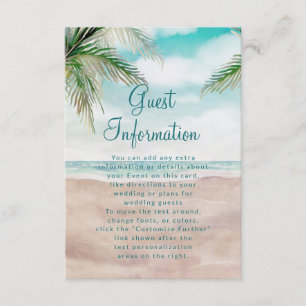 Information om höns Breeze Tropical Beach Wedding  Tilläggskort