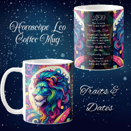 Information om Horoscope-tecken Leo | Färgbeständi Kaffemugg