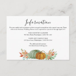 Information om höstpumpar i bröllop tilläggskort