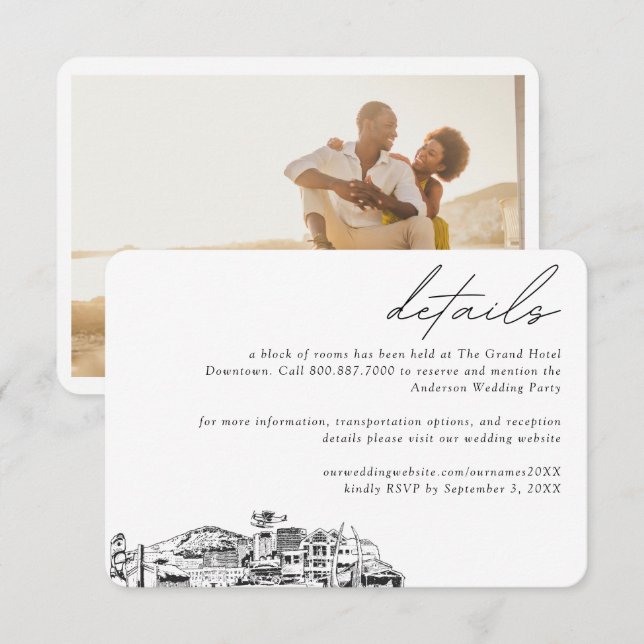 Information om hotellrumsblock för bröllop i Ancho Tilläggskort (Fram/baksida)