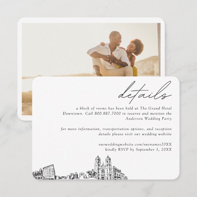 Information om hotellrumsblock för bröllop i Newar Tilläggskort (Fram/baksida)