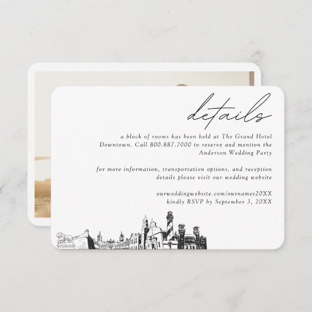 Information om hotellrumsblock för bröllop i St Au Tilläggskort (Fram/baksida)