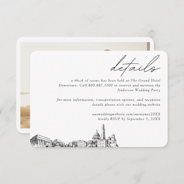 Information om hotellrumsblock för bröllop i Washi Tilläggskort (Fram/baksida)