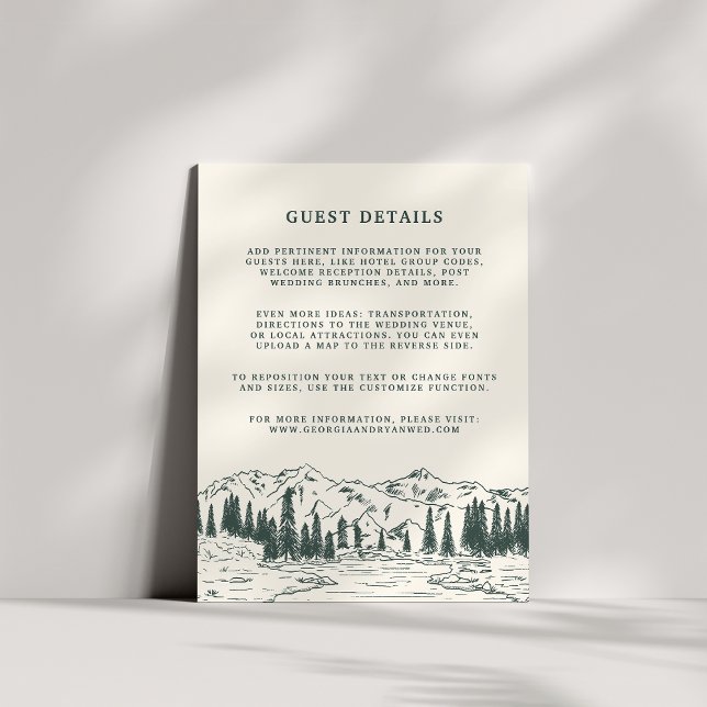Information om Hunter Grönt Mountain Sketch Bröllo Tilläggskort (Skapare uppladdad)