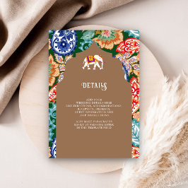 Information om indisk folkart Elephant Beige Bröll Tilläggskort
