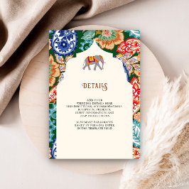 Information om indisk folkart Elephant Cream Bröll Tilläggskort