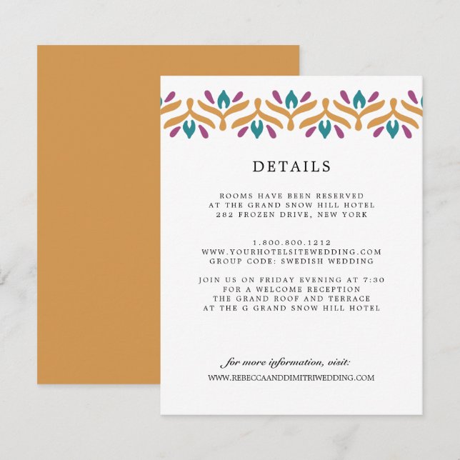 Information om indiska folkart Mustard BRÖLLOP Gue Tilläggskort (Fram/baksida)