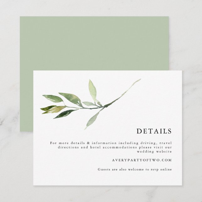 Information om ISABELLA Elegant Minimal Greenery B Inbjudningar (Fram/baksida)