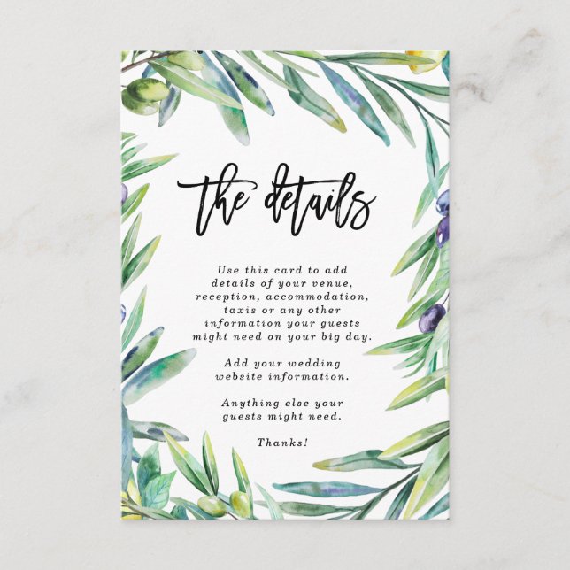 Information om italien Florence Oves bröllop Tilläggskort (Framsida)