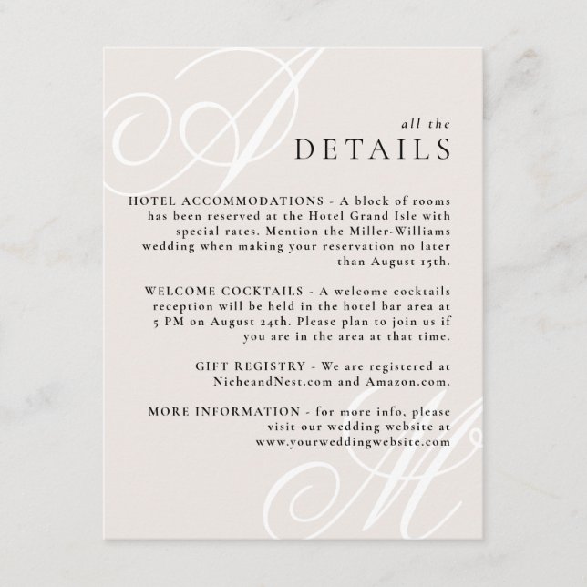 Information om Ivory Beige Modern Kant Elegant Mon Tilläggskort (Framsida)