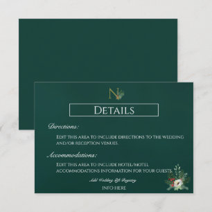 Information om Jul Monogram Bröllop Tilläggskort