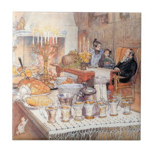 Information om julen Kväll - Carl Larsson 1906 Kakelplatta