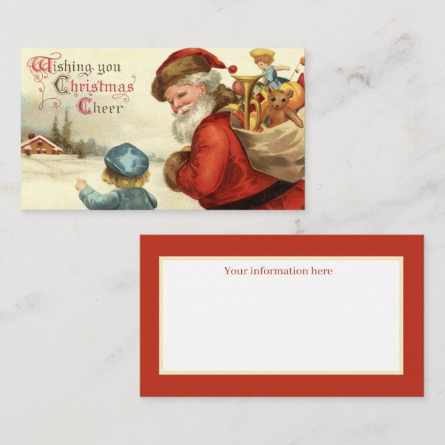 Information om jultomten för festlig årgång visitkort (Fram/baksida)
