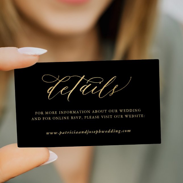 Information om kalligrafi för elegant guld svart b tilläggskort (Skapare uppladdad)